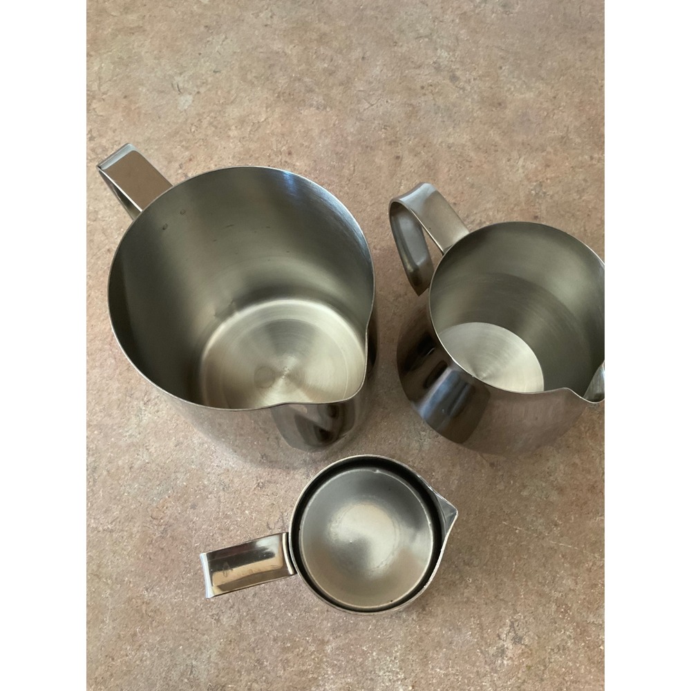3pc Stainless Steel Milk Frothing Pitcher Set Espresso Latte Art Steaming Jugs - Picture 5 of 5